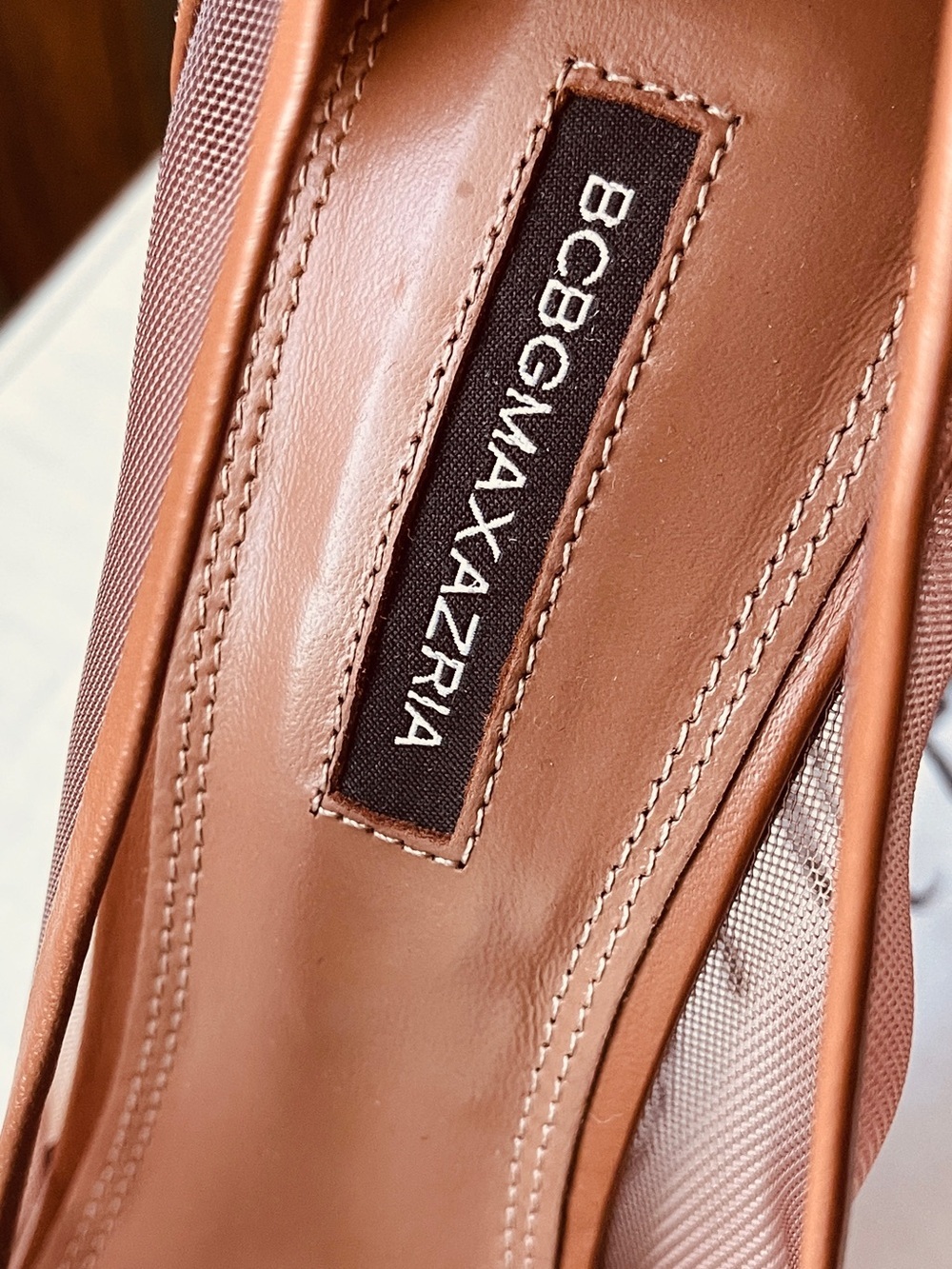 BCBG Max Azria Nude Brown Mesh Pointed Toe Stiletto Pumps Size 7 | NWOB - Picture 6 of 8